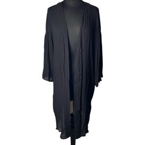 BOUTIQUE + Women’s Black Open Front Floral Kimono Sleeve Duster Cardigan Size 3X